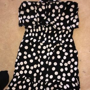 Strapless polka dot dress